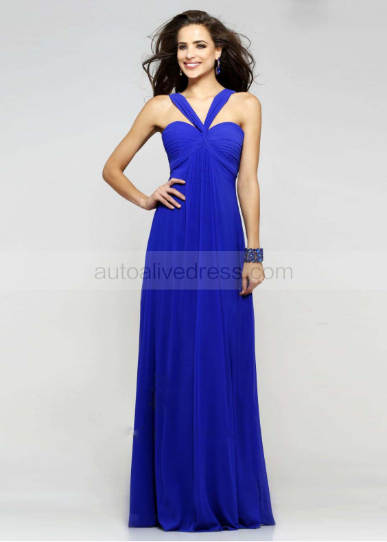 Chiffon Straps Sexy Back Long Prom Dress